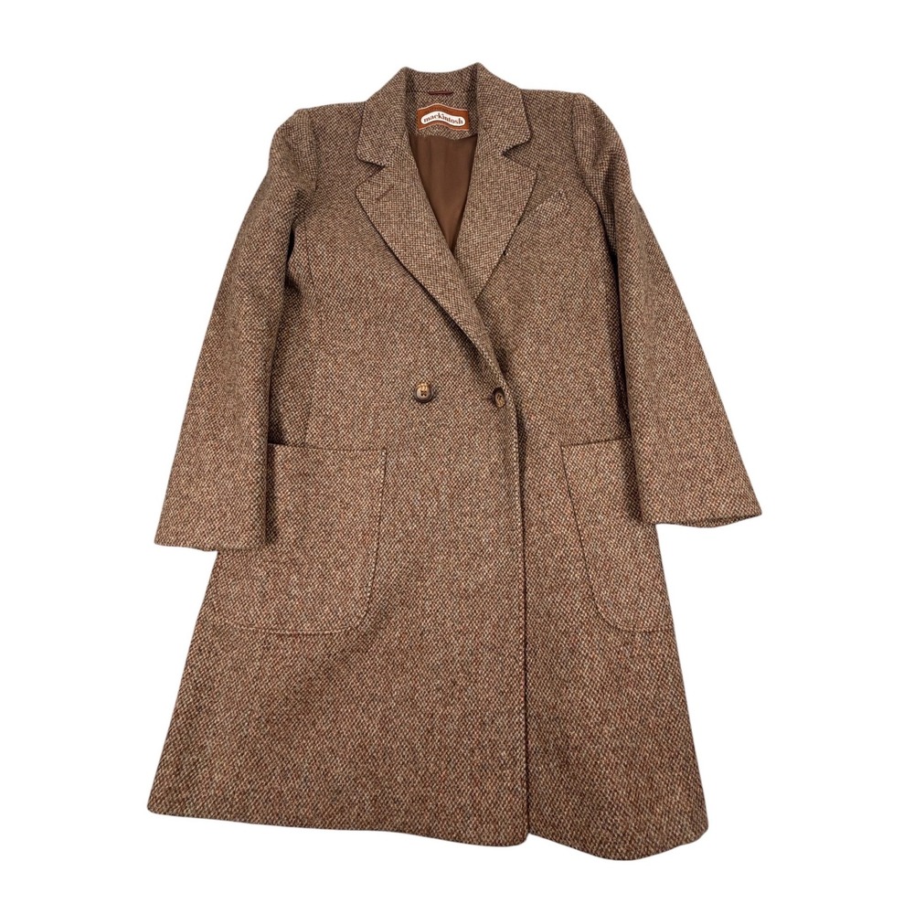 Mackintosh Womens Coat Vintage Wool Tweed Double Breasted Brown Size 10